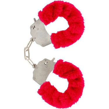 Polsini in Peluche Rosso con Catena Cromata e Chiavi Inclusi